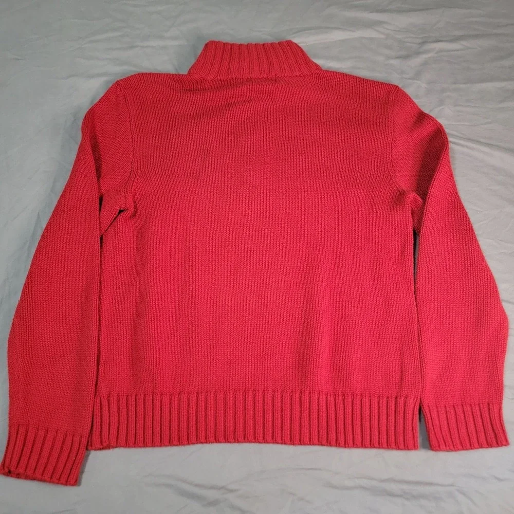 Vintage Polo Ralph Lauren Sweater Men's Large‎ Red 1/4 Zip 100% Cotton LS Pony
